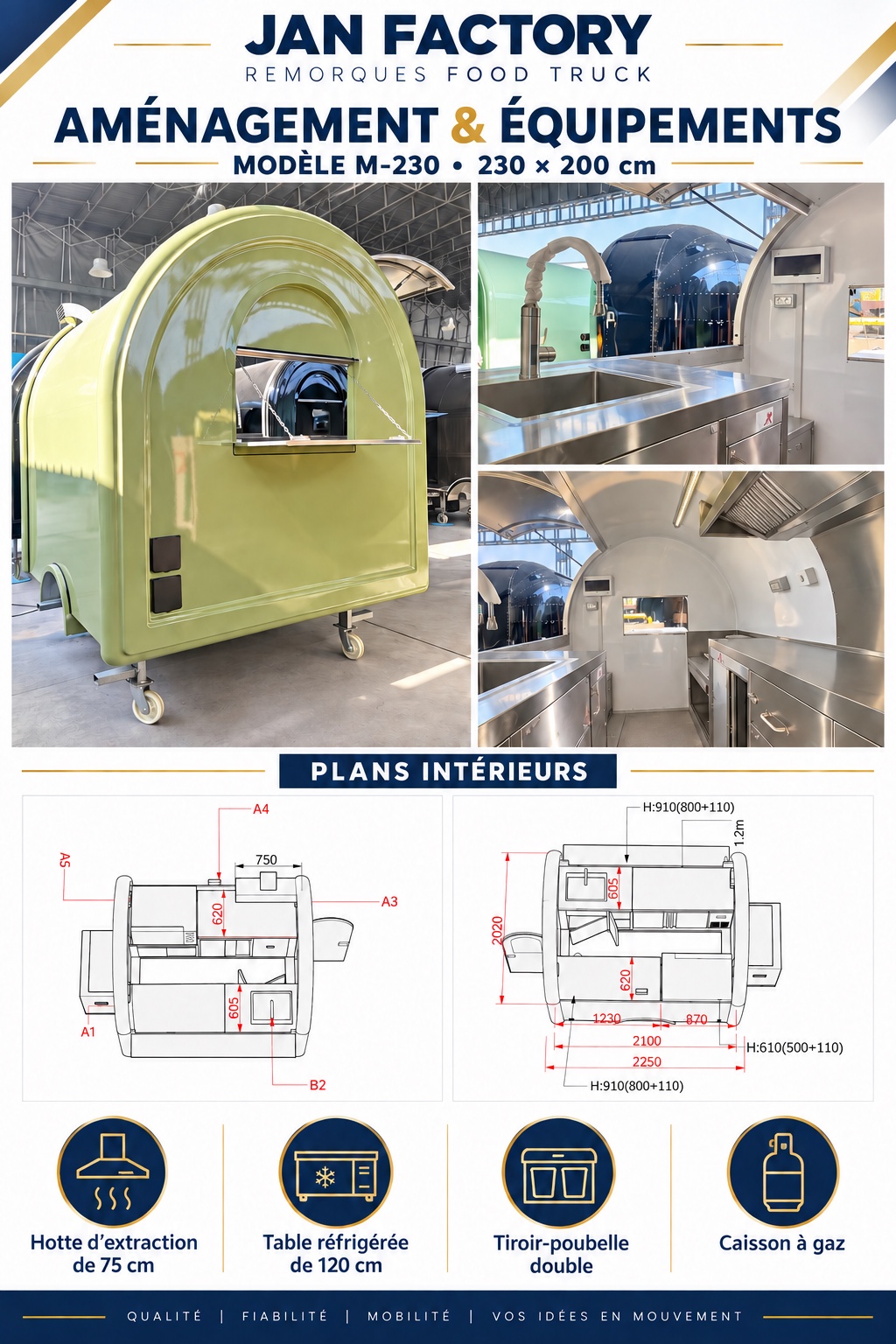 Remorque M-230 Vert pistache en fin de fabrication